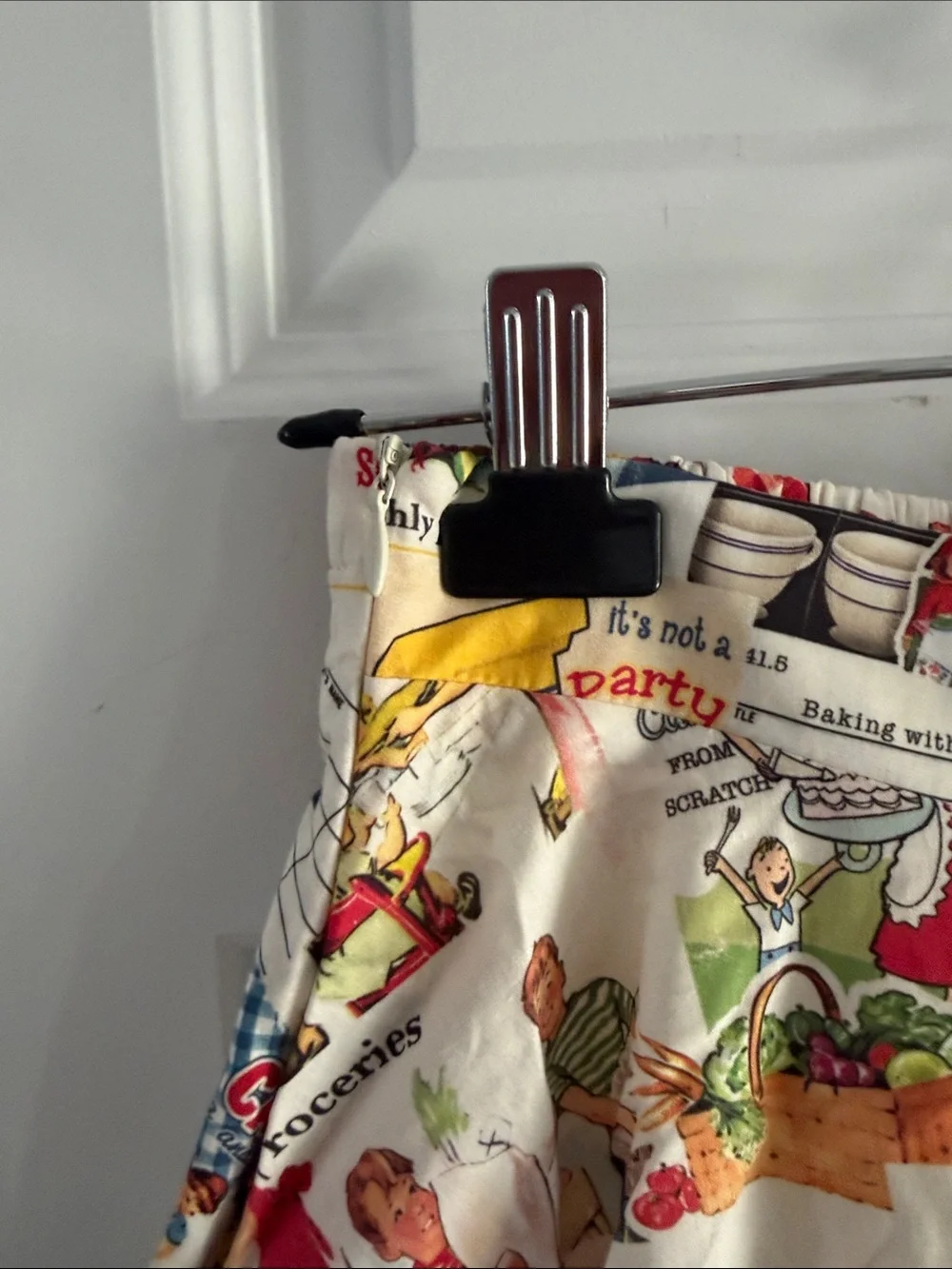 Retro Print A-Line Skirt in Cream with Multi-Color Vintage Ads size small - Picture 6 of 9